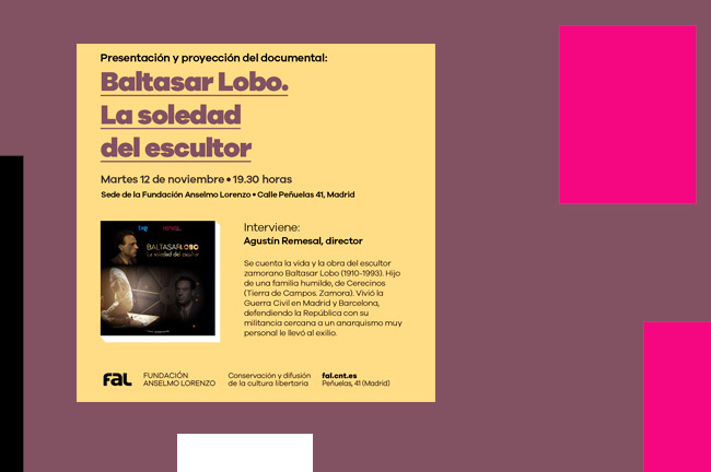 12 de noviembre, proyección de ‘ Baltasar Lobo, la soledad del escultor’