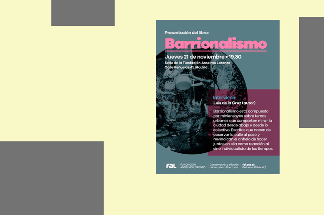 21 de noviembre, presentación de ‘Barrionalismo’