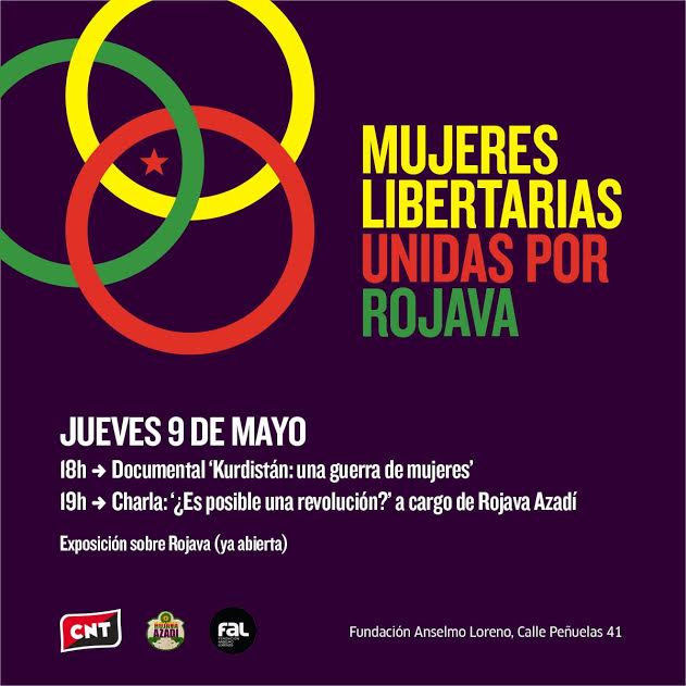 9 de mayo, 'Mujeres Libertarias, unidad por Rojava'