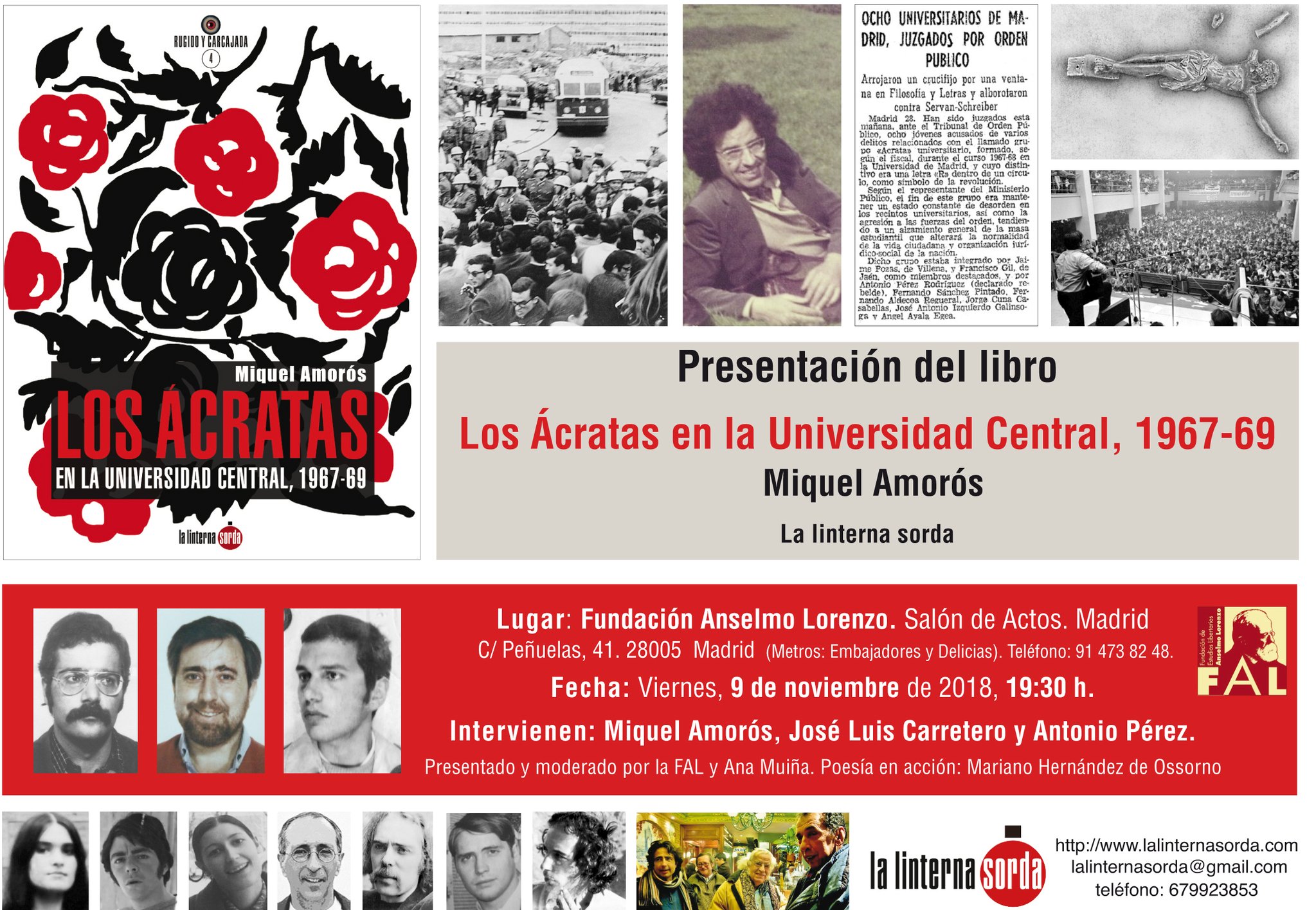 9 de noviembre, presentación de “Los Ácratas en la Universidad Central 1967-1969”.
