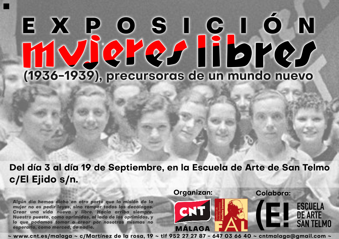 En septiembre se inaugura la Exposición Mujeres Libres en Málaga
