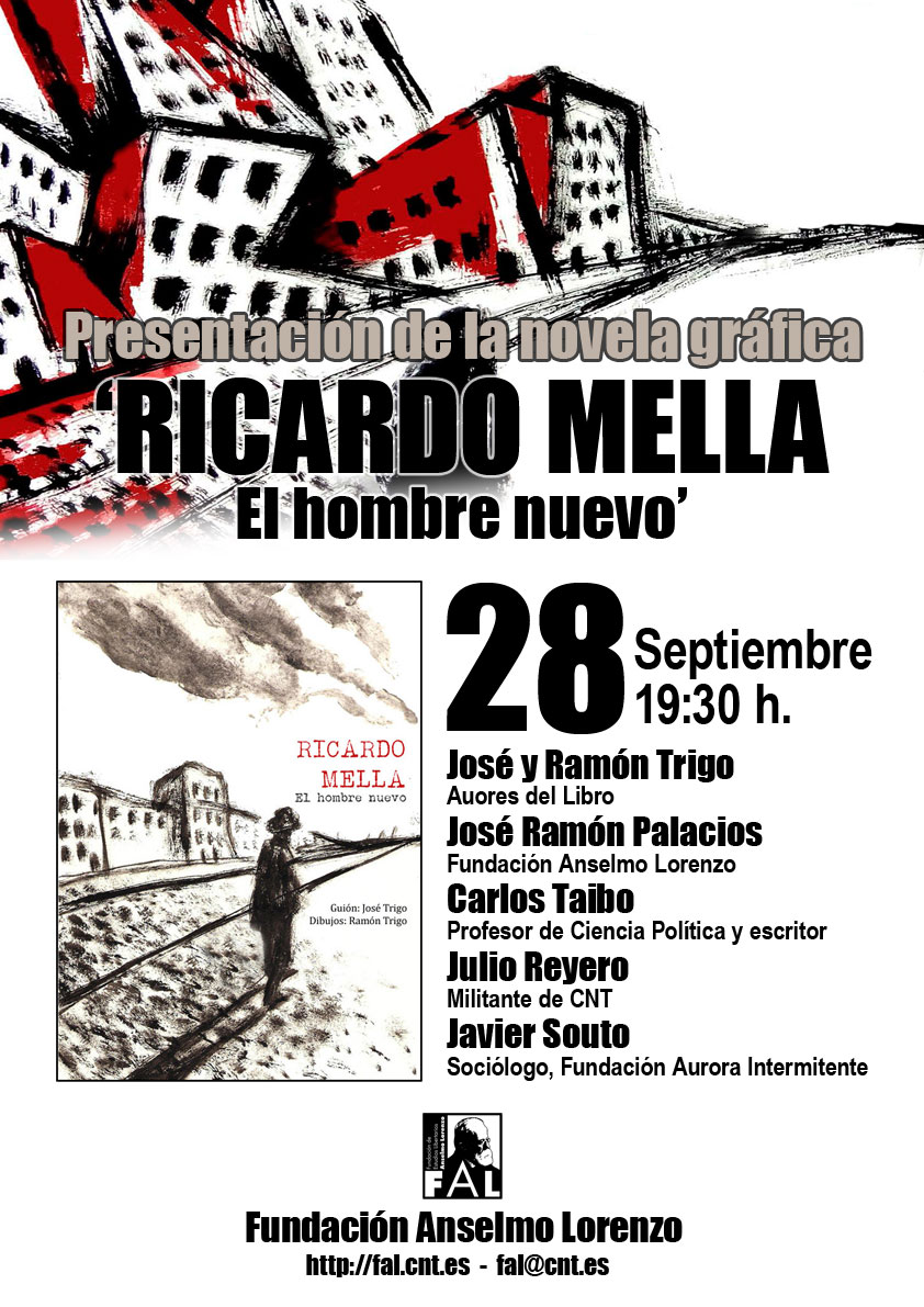 28 de septiembre, presentación de la novela gráfica 'Ricardo Mella' e inauguración de la exposición sobre el libro