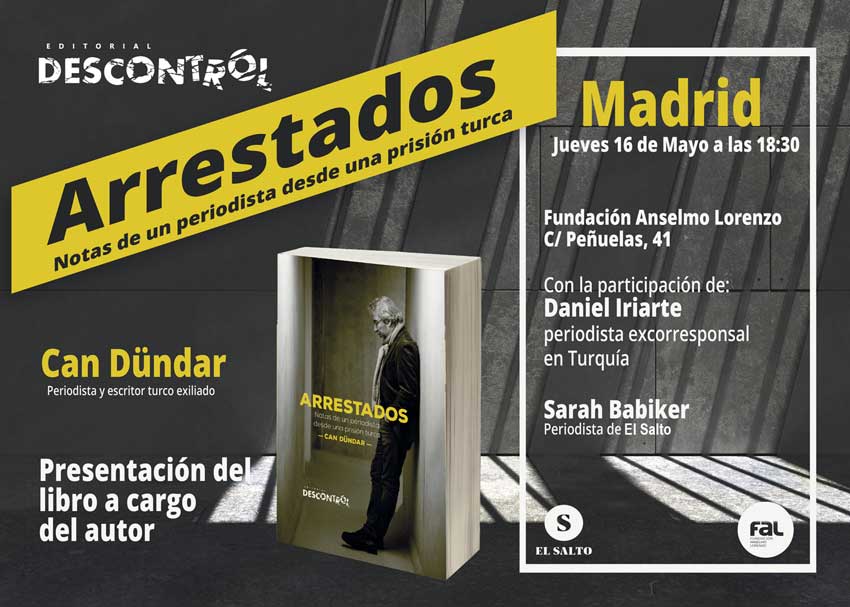 16 de mayo, presentación de 'Arrestados, notas de un periodista desde una prisión turca'