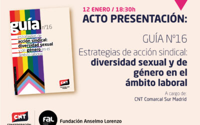 12 enero: Presentación ‘Guía nº16 Estrategias de acción sindical: diversidad sexual y de género en el ámbito laboral’