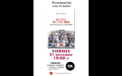 Viernes, 21 de noviembre: Presentación del libro ‘Asturias Octubre 1934. Una revolución comunitaria’