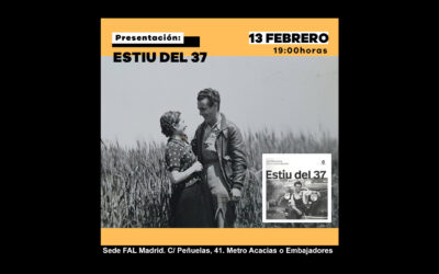 Viernes 13 de febrero: Presentación del libro ‘Estiu del 37’