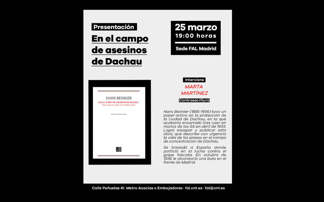 [SUSPENDIDO] 25 de marzo: presentación del libro ‘En el campo de asesinos de Dachau’