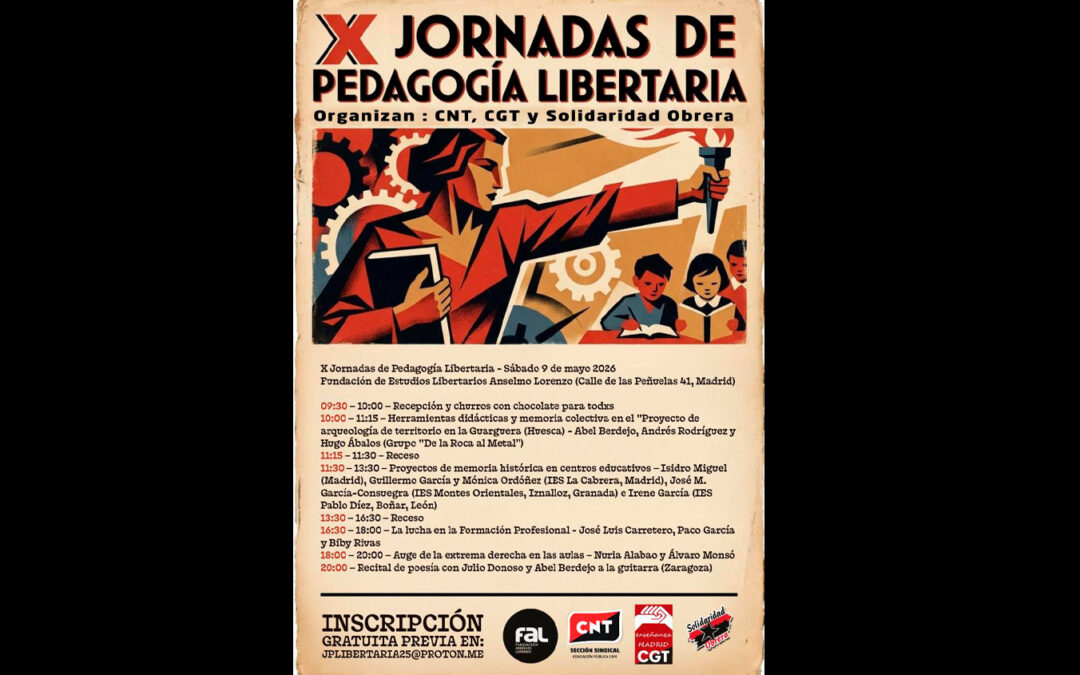 El 9 de mayo se celebran las X Jornadas de Pedagogía Libertaria en Madrid