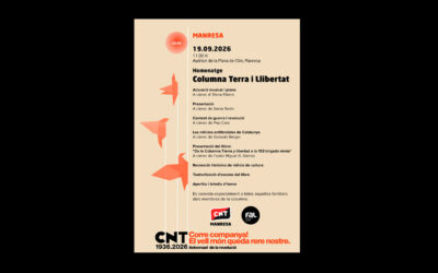 Presentació a Manresa del llibre ‘De la Columna Terra i Llibertat a la 153 Brigada Mixta’. Dissabte 19 de setembre